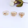 Magnifique bague en cristal d'amour incrustée de diamants dorés KC, mélange de styles, bijoux personnalisés pour femmes, 20 pièces/lot