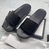 Designer tofflor män kvinnor glider läder gummi sandal tryck plattform skor mode casual randig toffel med original låda 35-48