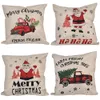 Christmas Pillow Case Santa Throw Cushion Covers for Home Sofa Couch Winter Holiday Decorations 18*18 Inch XBJK2111