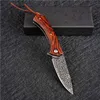 Oferta especial Cuchillo plegable abatible VG10 Hoja de acero de Damasco Palisandro + Mango de hoja de acero inoxidable Cuchillos de regalo de bolsillo EDC para exteriores