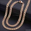 Bracelet, Earrings & Necklace Jewelry Sets Davieslee Rose Gold Set For Women Braided Tail Link Chain Bracelet Wholesale Gift Lcss Drop Deliv