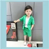 Baby Baby Moederschap Kinderen Zomer 2 Stuks Korte Mouw Blazer Shorts Jongens Formele Pakken Kinderen Bruiloft Kleding Sets Prom Prestaties C7840769