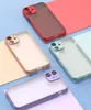 Square Frosted Phone Cases For iPhone 13 Pro Max PC+TPU Skin Feeling Camera Lens Protect Shockproof Bumper Cover Compatible with Apple Mobile 12 11 XS XR X 7 8
