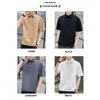 BROWON Marque Polo Shirt Hommes Vêtements Couleur Unie Mode Respirant Mince Polos Col Rabattu Demi Surdimensionné Vêtement 210421