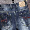 Pantaloncini di jeans strappati con graffiti da uomo estivi Personalità Moda retrò Jeans corti con foro sottile Abbigliamento di marca maschile 210716