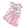 Zomer meisjes schattige cottom tops en korte 2 stks kleding set outfit voor kinderen peuter mode slijtage 210529