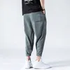 Lato Cienki Ice Silk Casual Spodnie Męskie Moda Hip Hop Luźne Plus Size Szybkie Suszenie Spodnie Męskie Odzież Harajuku Harem Spodnie Mężczyzna 211008
