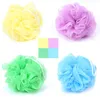 100pcs multi färger 15g bad dusch svamp puff loofahs nylon mesh borste duschboll spets kant mesh bad 1208 v2