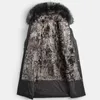 Men's Leather & Faux TcyeekReal Fur Coat Natural Lamb Winter Jacket Men Real Raccoon Collar Warm Parkas Plus Size Jackets Casaco 867