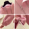 Est plus size mulheres outono stand-up casaco colar cor sólida cor solta pulôver cordão meia zip tops para senhoras mulheres hoodies moletom