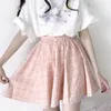 Giappone Mori Gonna scozzese Donna Estate Vita alta Dolce Mini volant Donna A-line Harajuku Rosa Studente 2xl 210721