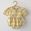 Baby Girls Rompers Одежда Bodysuits с коротким рукавом Любящее сердце Летние младенческие боди 210429