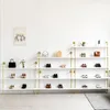 الأثاث التجاري رفوف متجر الأحذية على الحائط متعدد الطبقات عرض الرف حقيبة رف خزانة رف