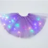 2021 Mehrfarbiges süßes Kinder-LED-Kleid mit Lichtern, Stern, Pailletten-Tutu-Rock, bauschige, leuchtende Mädchenkleider für Bühnenauftritt und Party
