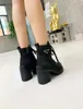 2021 Designer Brushed leather and nylon laced booties Women Ankle Boots Leathers Biker Boot Australia Bootiess Winter bootss size 35-41