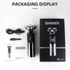USB recarregável barbeador elétrico aparador de barba dos homens à prova d 'água 3D cabeça seca molhado led display navalha lavável máquina de barbear para p0817