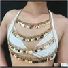 Göbek Zincirleri Damla Teslimatı 2021 EST Seksi Sequins Vücut Göğüs Gece Kulübü Plaj Bikini Sütyen Kablo Defence Zinciri Modaya Takı Mücevher Omewt
