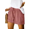 Pantalones cortos de cintura alta para mujer, estilo coreano de verano para mujer, informal, holgado, de cintura alta, con tiras, de pierna ancha, para playa, 210517