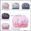 Bonnets de douche Accessoires de salle de bain Bain Maison Jardin Satiné Double couche Shampooing Cap Soins des cheveux Résistant à l'huile Imperméable à l'huile Dames Adt Farmh