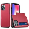 Mobile Phone Cases For iPhone 14 Pro Max 13 Mini 12 11 XS XR X 8 7 Plus SE Deluxe PC TPU Armor Case Shockproof Credit Card Holder Slide Dual Layer Hard Cover