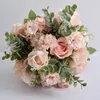 زهرة الزفاف باقة الورود المزيفة الحرير الأوكالبتوس الكوبية النباتات الاصطناعية باقات الزفاف زهور الزهور 247n