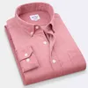 Spring Men Corduroy Shirt 100% Cotton Long Sleeves Bottoming Shirt Slim Wine Red High Quality 4XL 210410