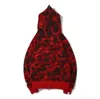 red hooded cardigan sweater