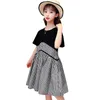Teenage Girl Dresses Plaid Pattern Girls 'Patchwork Dress for Kids Summer Costume 6 8 10 12 14 210528