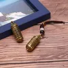 Schlüsselanhänger Glücksbehänge Messing Vintage Ledertasche Lanyard Tibetischer Buddhismus Chinesisches Sutra Flasche Auto Schlüsselanhänger Anhänger Schmuck Miri22
