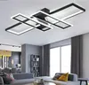 Moderne LED Lustre Luminaires pour Salon Chambre Cuisine Décor À La Maison Avec Télécommande Noir Lustre Plafonnier