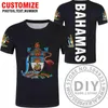 T-shirts masculins Bahamas T-shirt Numéro de nom sur mesure Impression PO COLLEGE NOIR BLANC RED BHS T-shirt country bricolage BS Flag 309b