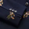 男性の蜂の刺繍のブレザースリムフィット結婚式のプロムのブレザーTweedウールのためのスタイリッシュなスーツジャケット