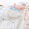 HSA Japanische Adrette Herbst Frühling Frauen Weißes Hemd Stehkragen Rüschen Feminino Blusas Nette Kawaii Süße Lolita Mädchen Top 210417