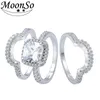 Band Rings 2023 New Design Luxury 3 Pcs In 1 925 Sterling Silver Cushion Engagement Wedding Set For Women Bridal Jewelry