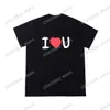 21ss Erkekler Baskılı T Shirt Polos Tasarımcı Aşk Mektubu Suluboya Paris Giysi Erkek Gömlek Etiketi Gevşek Stil Siyah Beyaz 06