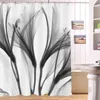 Аннотация Black xray Blossom Transparent Flower Nature Nature White Shouth Art Водонепроницаемая ткань для ванной комнаты для ванны декор 210402