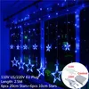 Strings LED Star Deer Tree Bell 220V 110 V Fairy Christmas Garland Gordijn Lights Year Wedding Party Decoratie op het raam