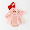 Bebê infantil Meninas de manga cheia Bodysuits Patchwork malha saias bordados flor coelho macacão de algodão para meninas roupas de bebê 210413