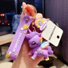 Cute Silicone big Unicorn Keychain MultiColors Horse Key Rings Holder Alloy Keys Chain For Women Girls Gift Stationery store accessories 0296