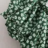 Sommarklänning Kvinnor Vintage Short Sleeve Botton Long Korean Fashion Green Floral Beach Party Casual Vestidos 210521