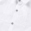 Camicia a maniche lunghe per ragazzi Bambini Uniformi scolastiche bianche per bambini Abito drappeggiato per abiti da gentiluomo per la festa nuziale 110-180 cm 210713