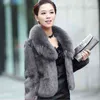 High Quality Faux Rabbit Hair Coat Women's Warm Outerwear Autumn Winter Short Fur Collar Jacket Overcoat 211220