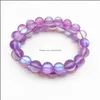 Autres perles en vrac Bijoux 10 mm Purple Aura Quartz Bracelet, Bracelet de pierres précieuses, Bracelet élastique, Bracelet de bonne chance Drop Delivery 2021 Rpcfz