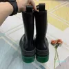 Luxury Leather Ankel Stövlar Designer Kvinnor Höst Vinter Skor Elastiska Tube Gummi Solor Snow Rain Boot Ladies Fashion Footwear 625