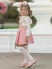 2021 Child Clothing Girls Dress + Lace T Shirt 2 Pieces Set Princess Baby Kids Autumn New Arrival Korean Blouse + Dress Sets G1129