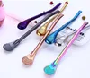 2021 Stainless Steel Stirrer Drinking Straw Mixing Coffee Spoon Straws Tableware Kitchen Dining Barware Rose Gold Rainbow Drop Shipping