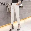 Light Blue High Waist Jeans Women Korean Wide Leg Pants Loose Slim Slimming Nine Points Harem Fashion 210423