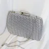 Retro Weave Evenskväska för Kvinnor Glitter Sequin Clutch Bag Wedding Luxury Designer Handväska Axel Crossbody Party Purse