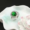 Anéis de casamento elegante clássico prateado anel verde mulher feminina moda feminina luxuosa joalheria de dedos acessórios