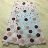 5yards / PC Okrągły wzór Haft Afryki White Mesh Tkaniny Bawełniane Kwiat Szwajcarski Voile Sucha Koronka Do Ogbiornika Pl11501NG PL11513